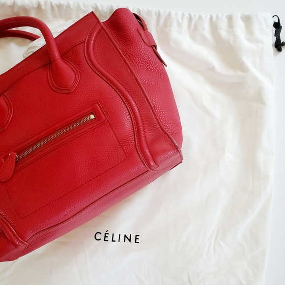 NEW Mini Celine Luggage Red Leather Handbag - Picture 4 of 10